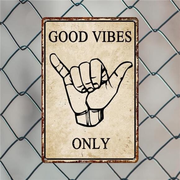 Funny Metal Tin Sign Good Vibes Only Sign Vintage Road Signs Beach Room Decor - Picture 6 of 8